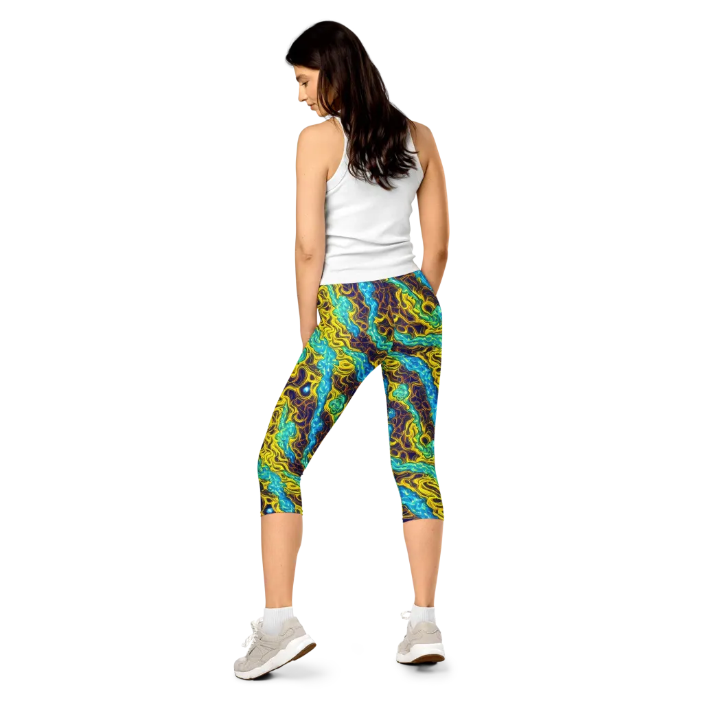 Liquid Gold Rush on Capri Leggings — Back