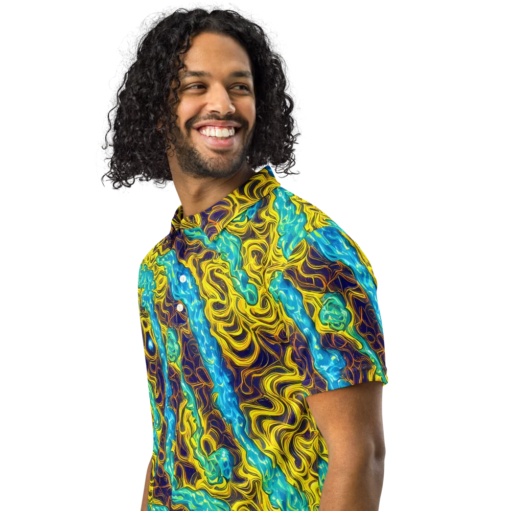 Liquid Gold Rush on Men's Slim Fit Polo Shirt — Left Front