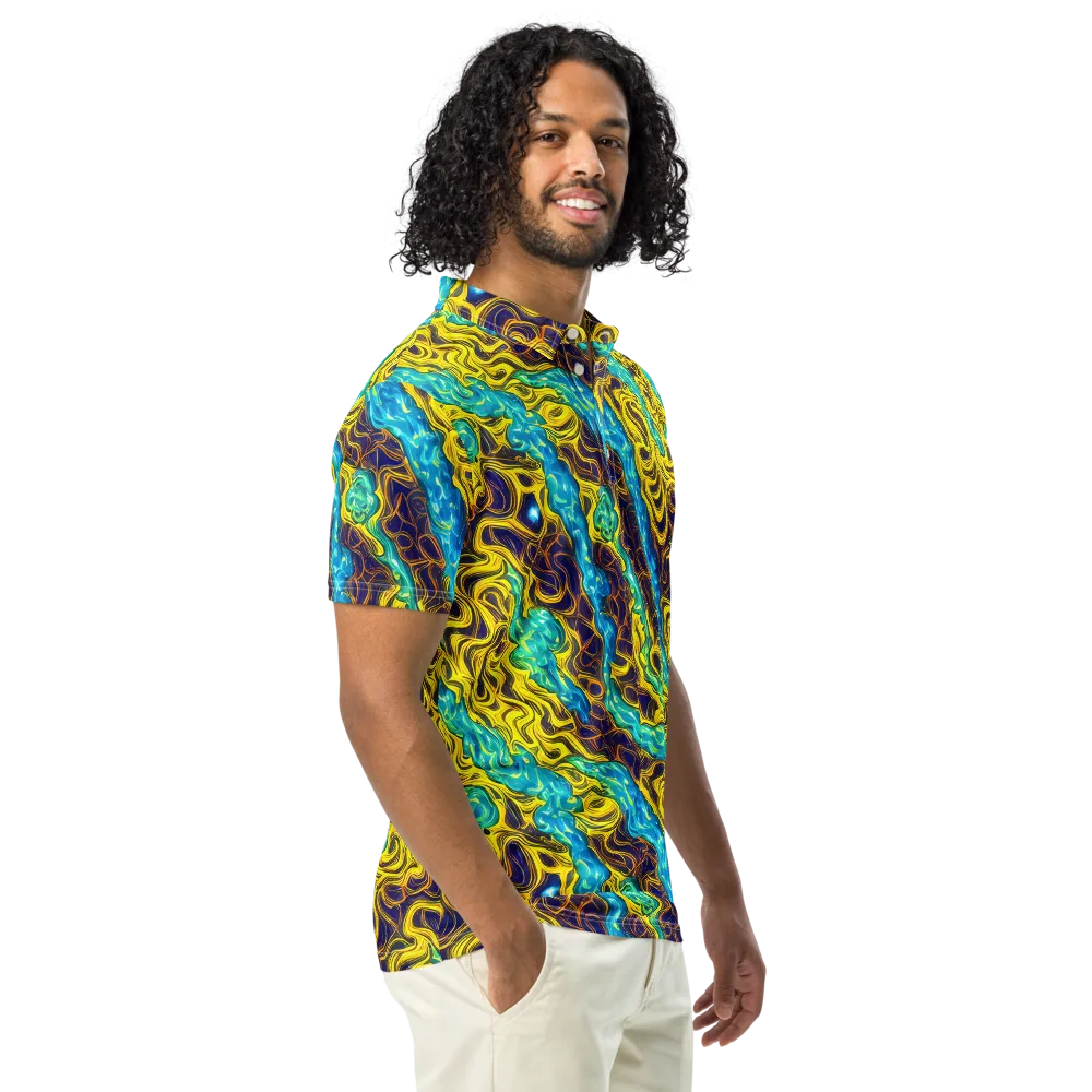 Liquid Gold Rush on Men's Slim Fit Polo Shirt — Right Front