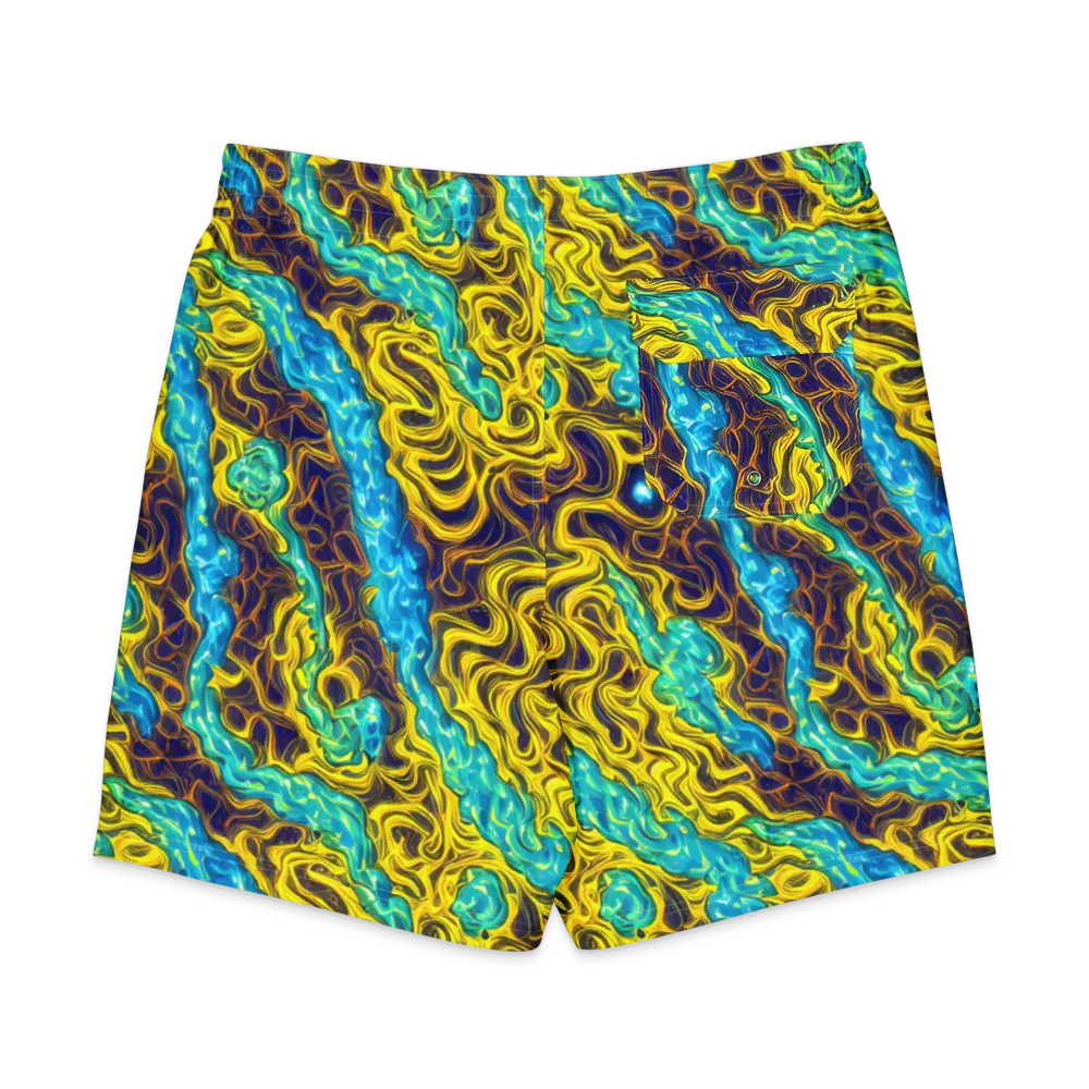 Liquid Gold Rush on Men's Board Shorts — Back