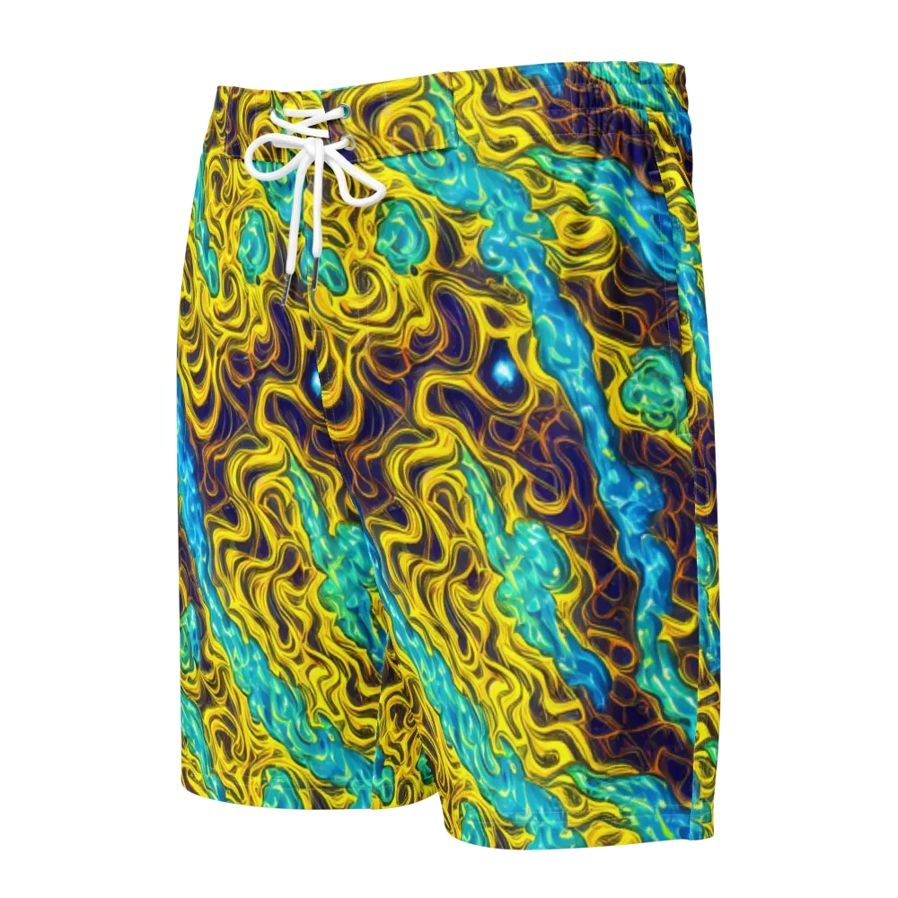 Liquid Gold Rush on Men's Board Shorts — Front