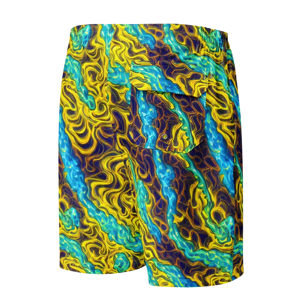 Liquid Gold Rush on Men's Board Shorts — Back