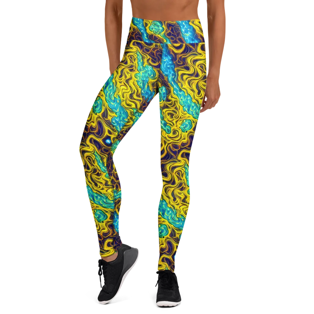 Liquid Gold Rush on Yoga Leggings — Front