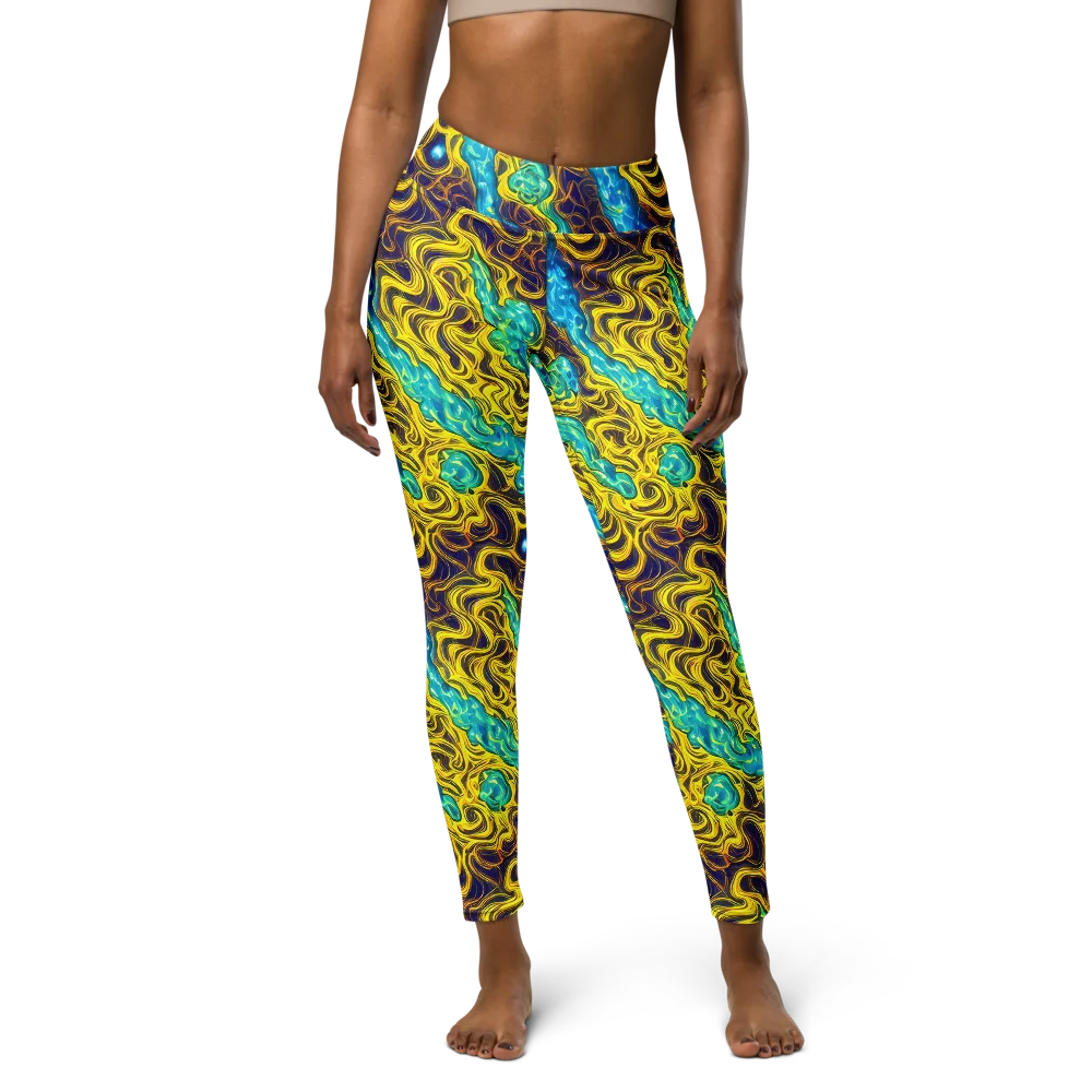 Liquid Gold Rush on Yoga Leggings — Front