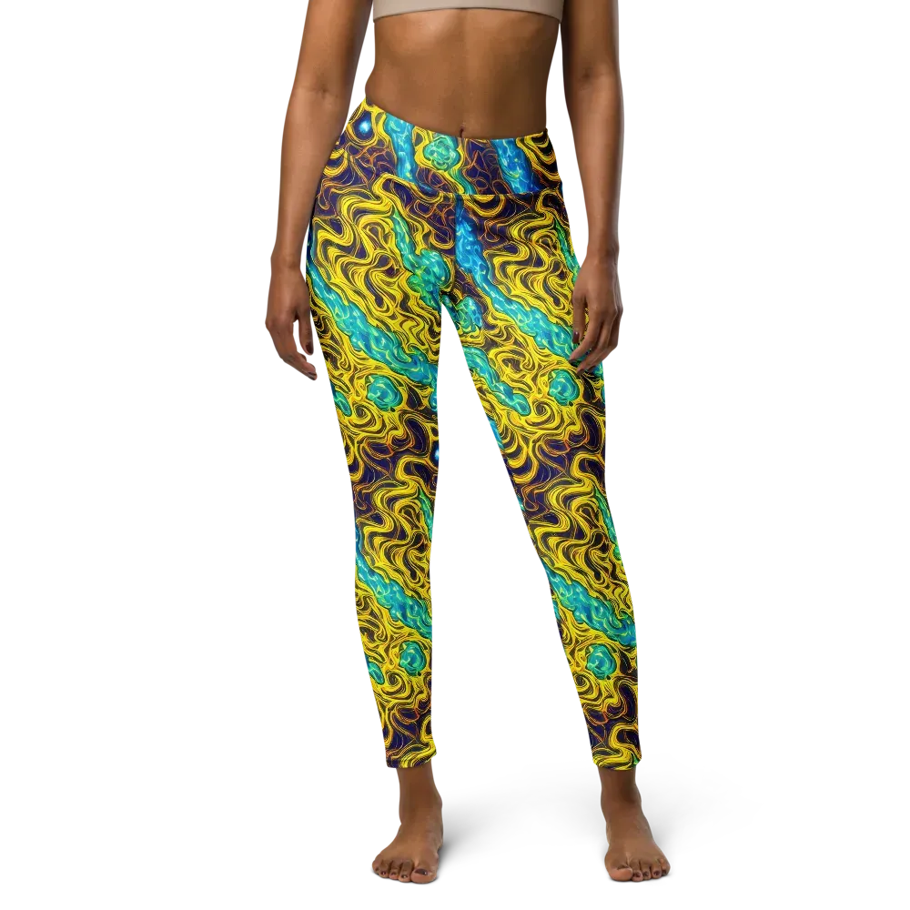 Liquid Gold Rush on Yoga Leggings — Front