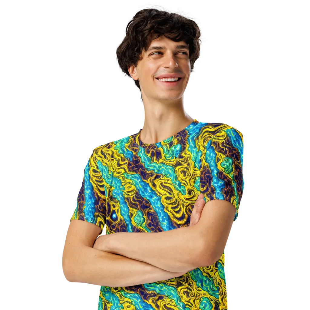 Liquid Gold Rush on Men's Crew Neck T-Shirt — Left Front