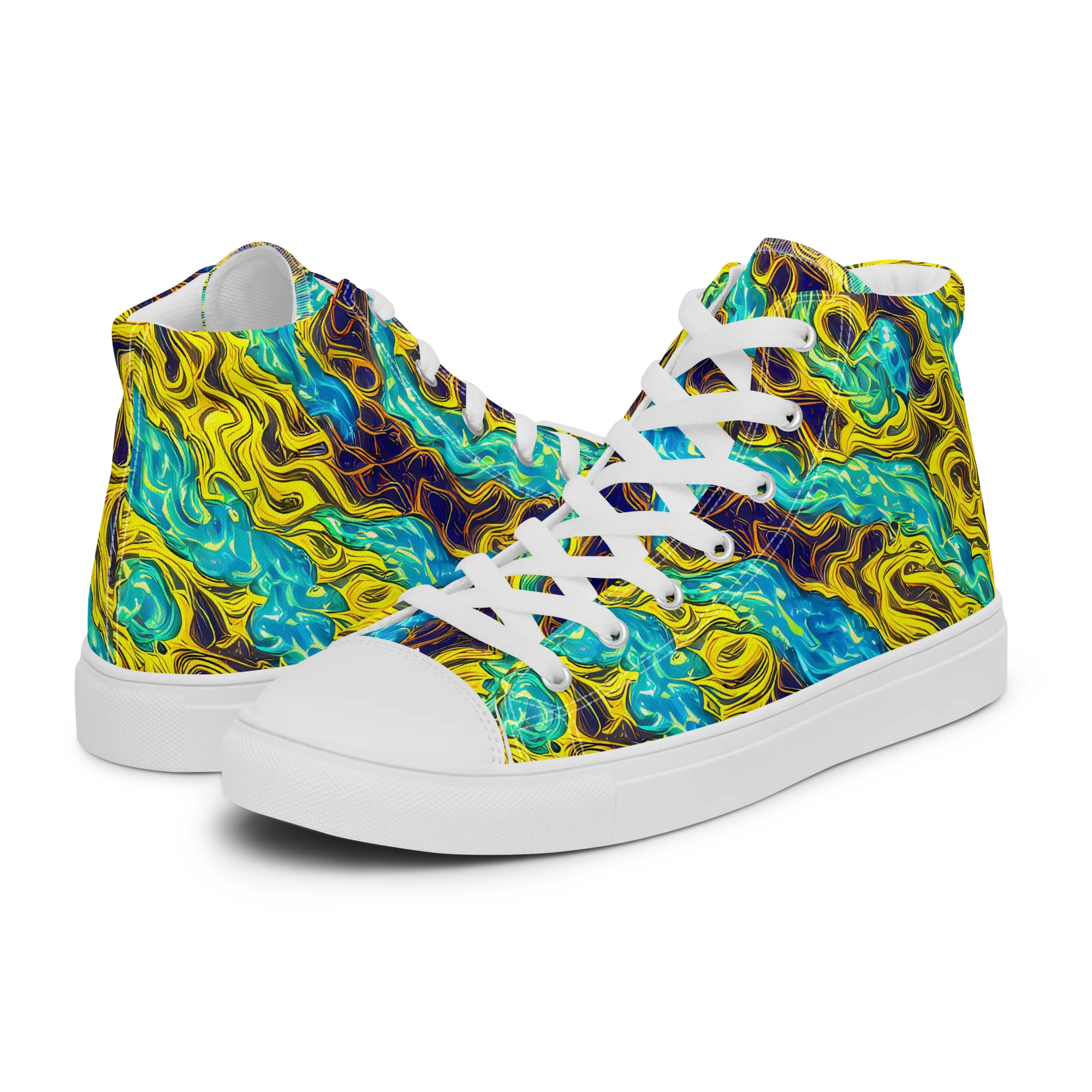 Liquid Gold Rush on Men's High Top Canvas Shoes — Left