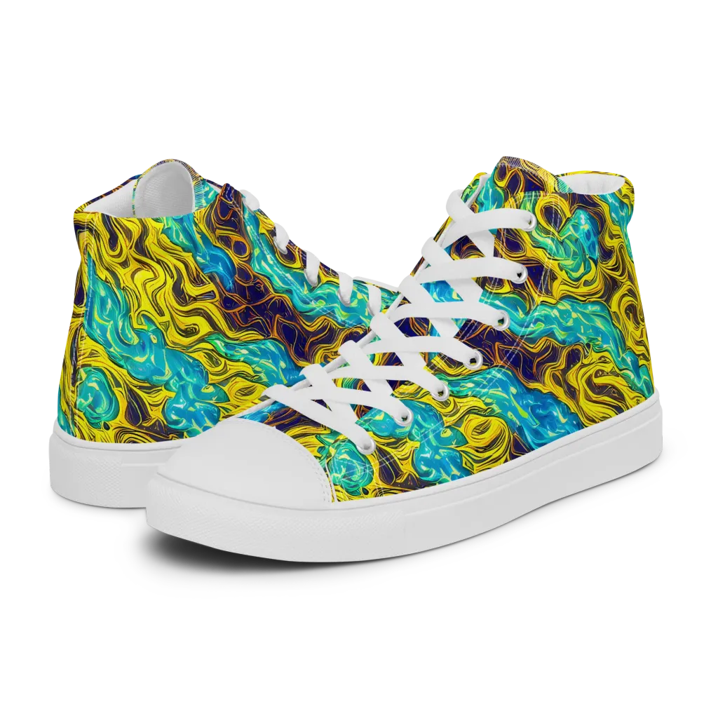 Liquid Gold Rush on Men's High Top Canvas Shoes — Left