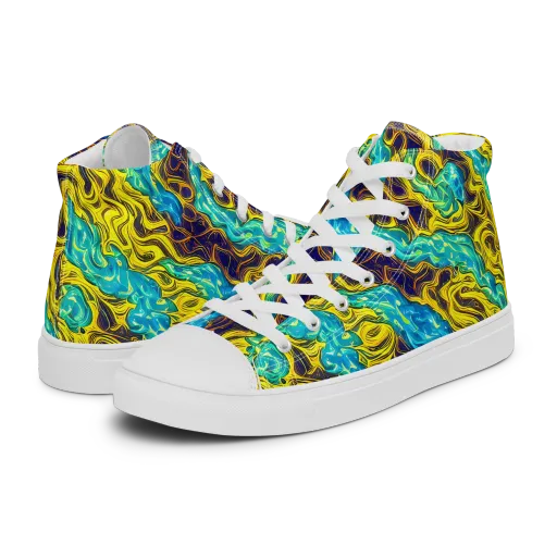 Liquid Gold Rush on a Men's High Top Canvas Shoes