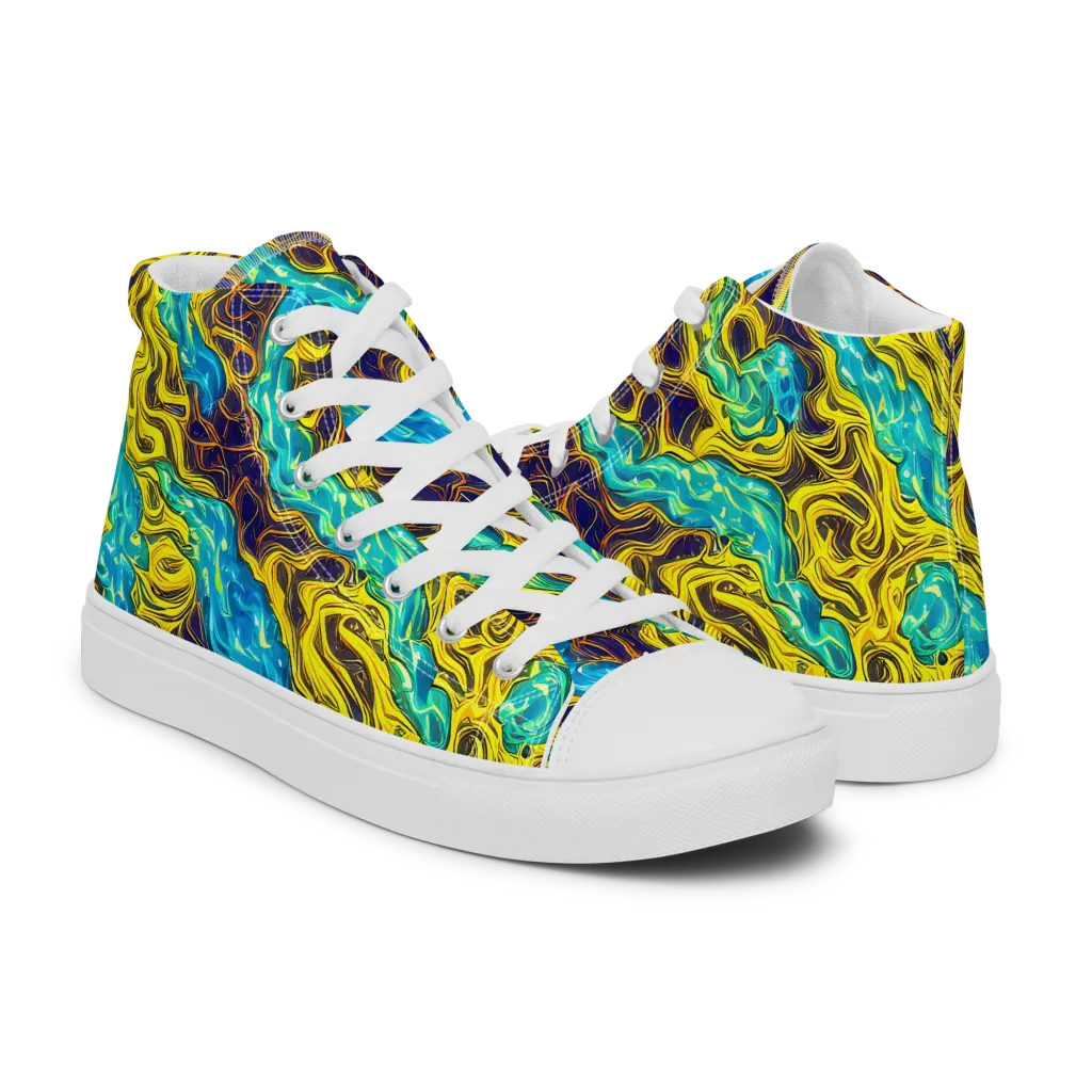 Liquid Gold Rush on Men's High Top Canvas Shoes — Right