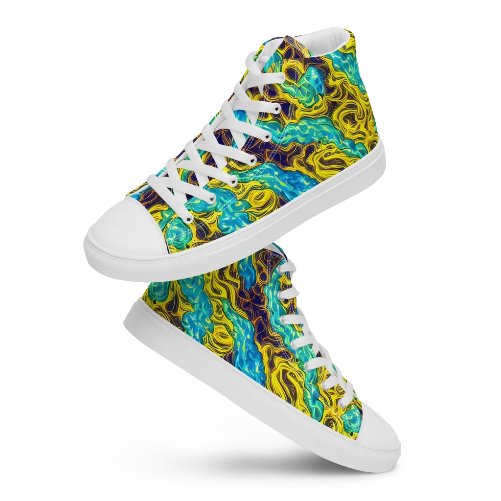 Liquid Gold Rush on Men's High Top Canvas Shoes — Front