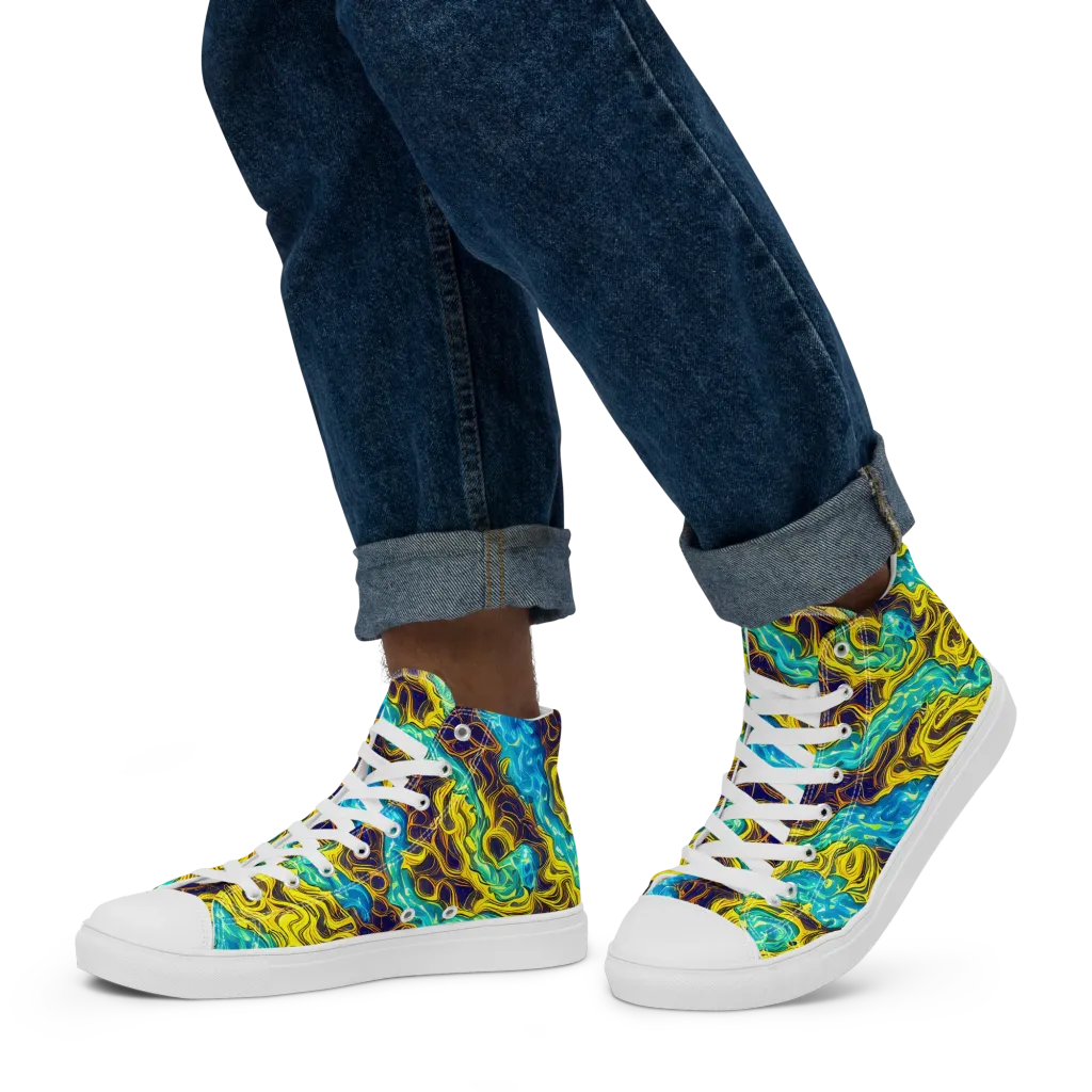 Liquid Gold Rush on Men's High Top Canvas Shoes — Left
