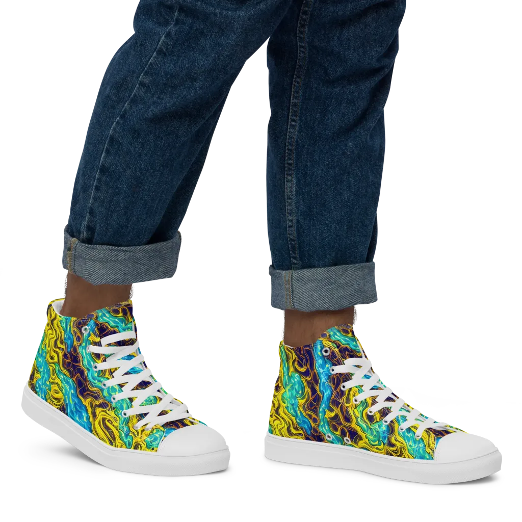 Liquid Gold Rush on Men's High Top Canvas Shoes — Right