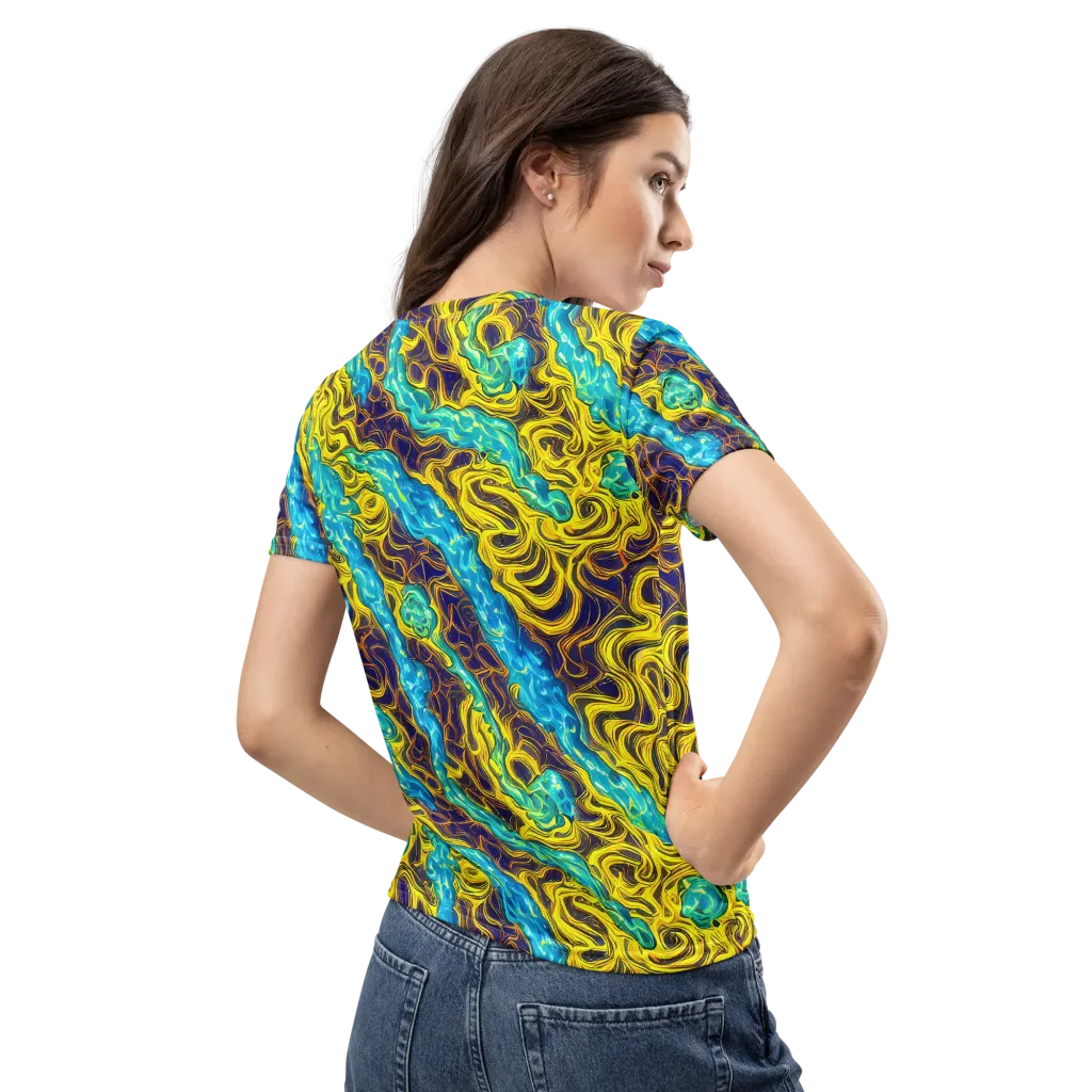 Liquid Gold Rush on Women's Crew Neck T-Shirt — Back