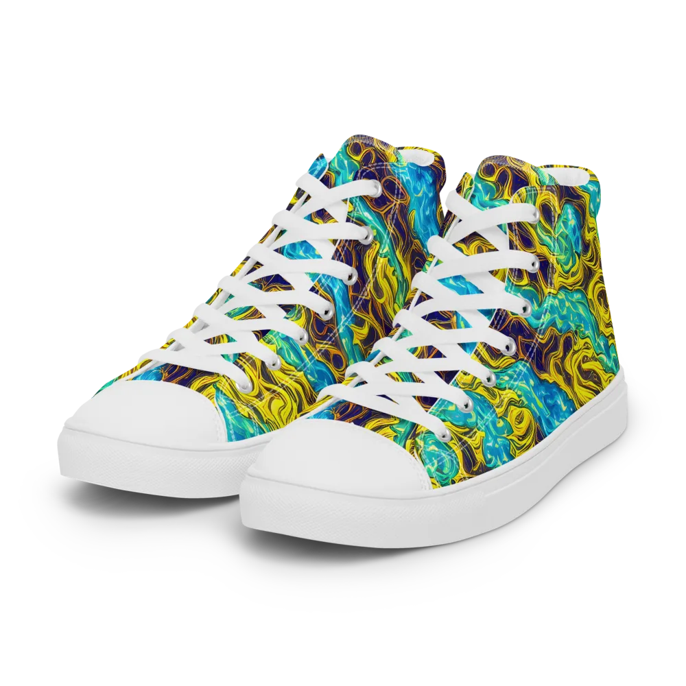 Liquid Gold Rush on Women's High Top Canvas Shoes — Left Front