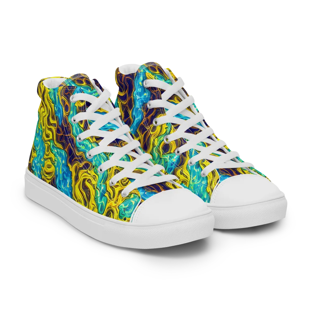 Liquid Gold Rush on Women's High Top Canvas Shoes — Right Front