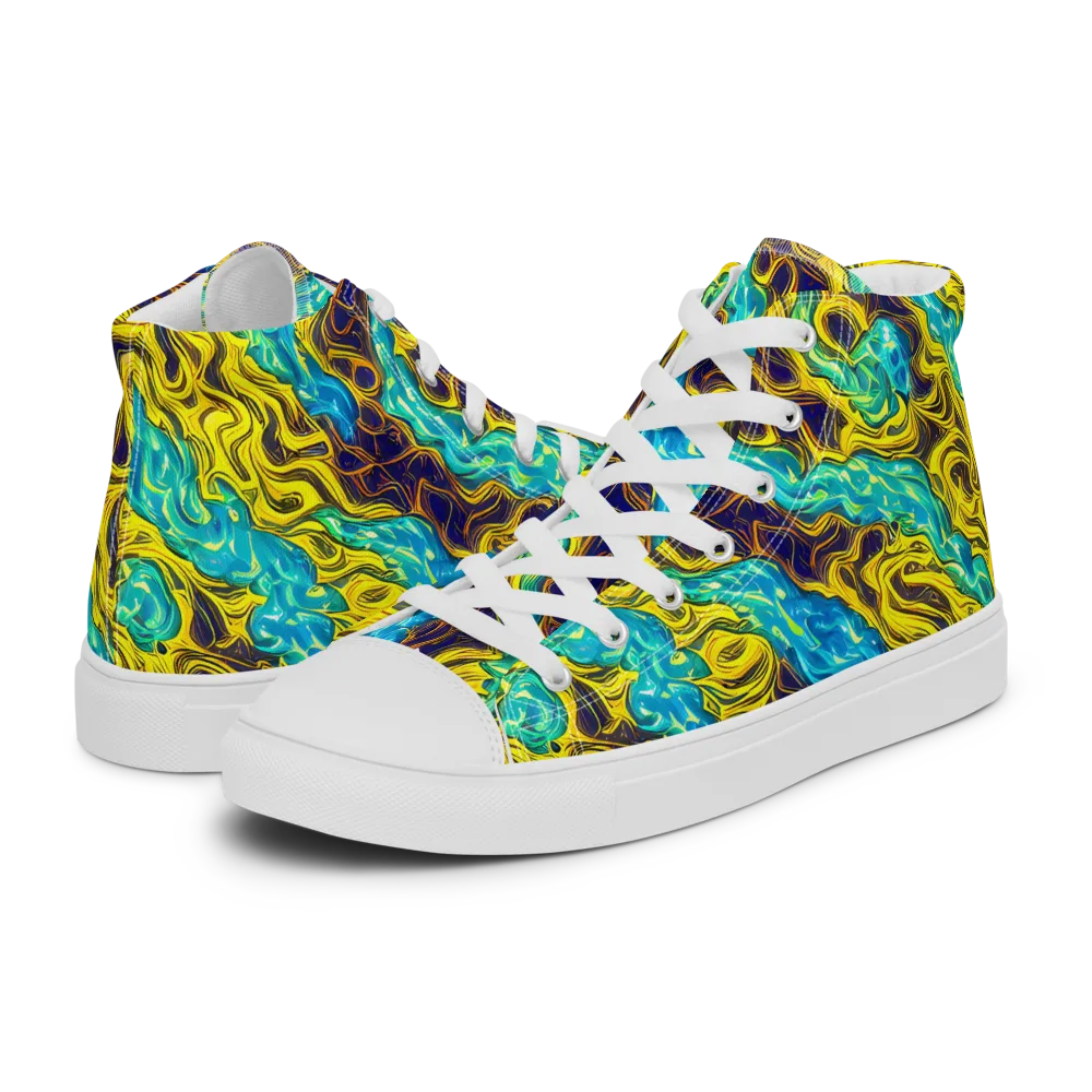 Liquid Gold Rush on Women's High Top Canvas Shoes — Left