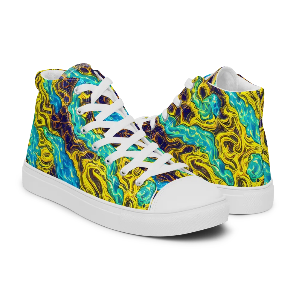 Liquid Gold Rush on Women's High Top Canvas Shoes — Right