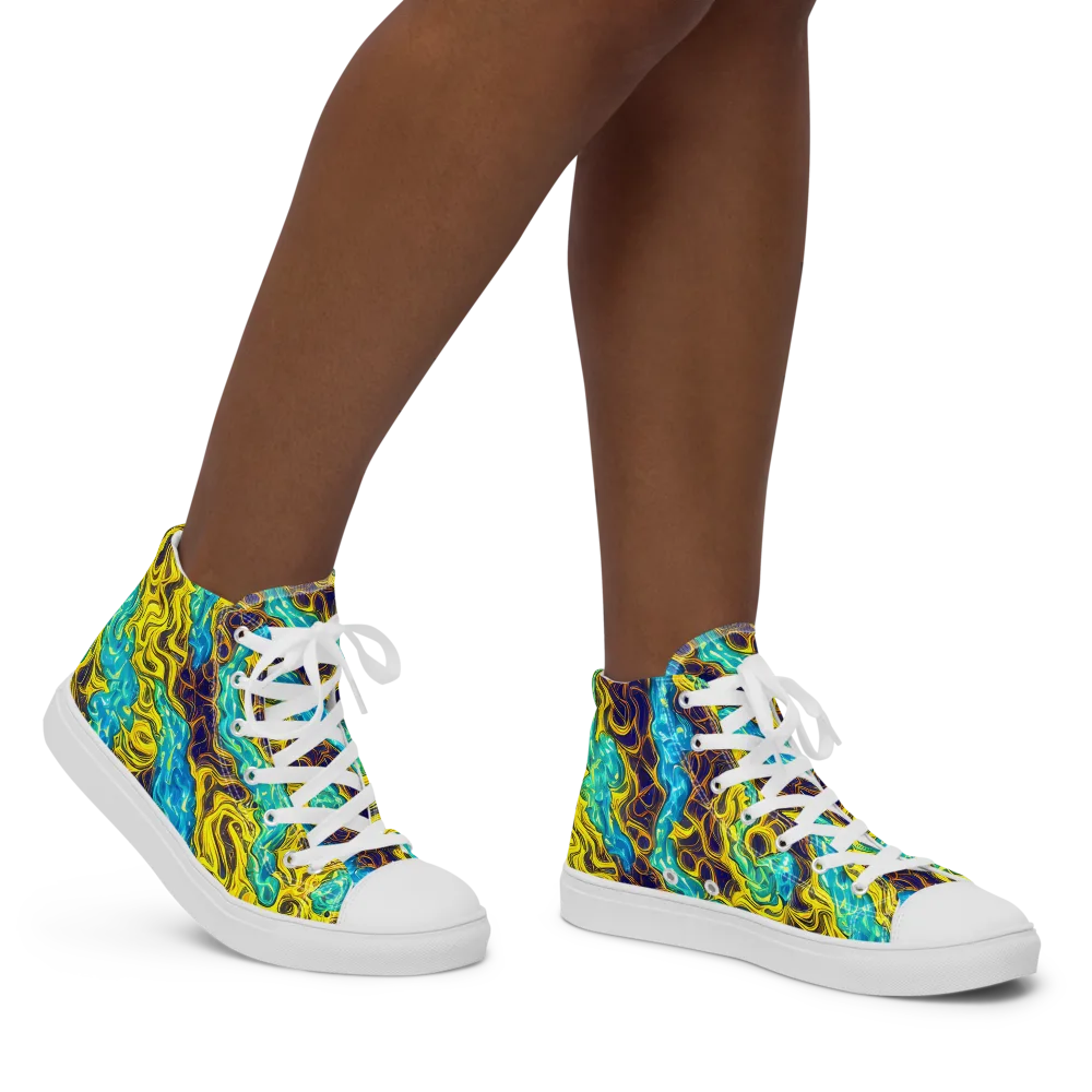 Liquid Gold Rush on Women's High Top Canvas Shoes — Right