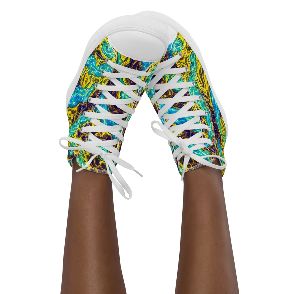 Liquid Gold Rush on Women's High Top Canvas Shoes — Front