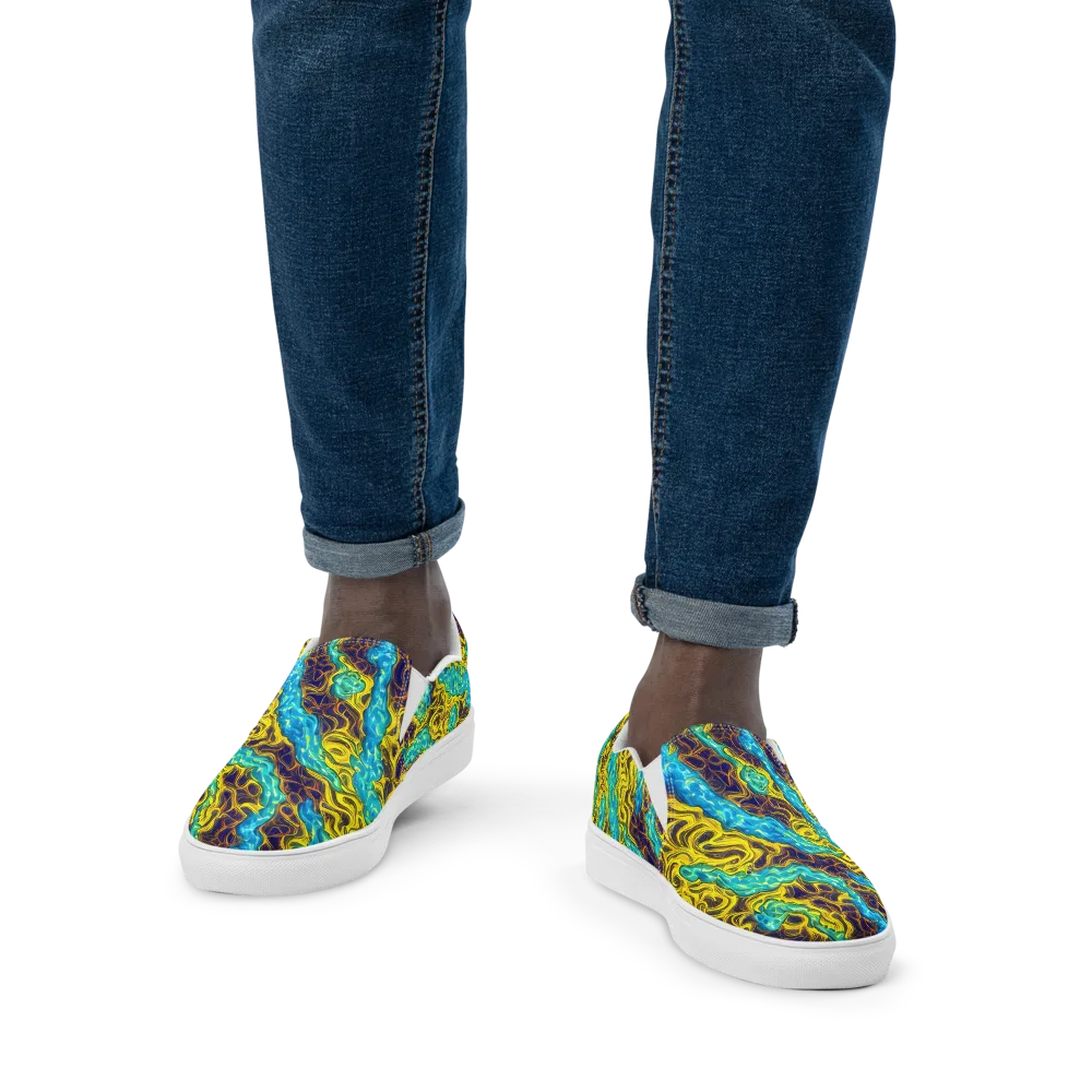 Liquid Gold Rush on Men's Slip-On Canvas Shoes — Front