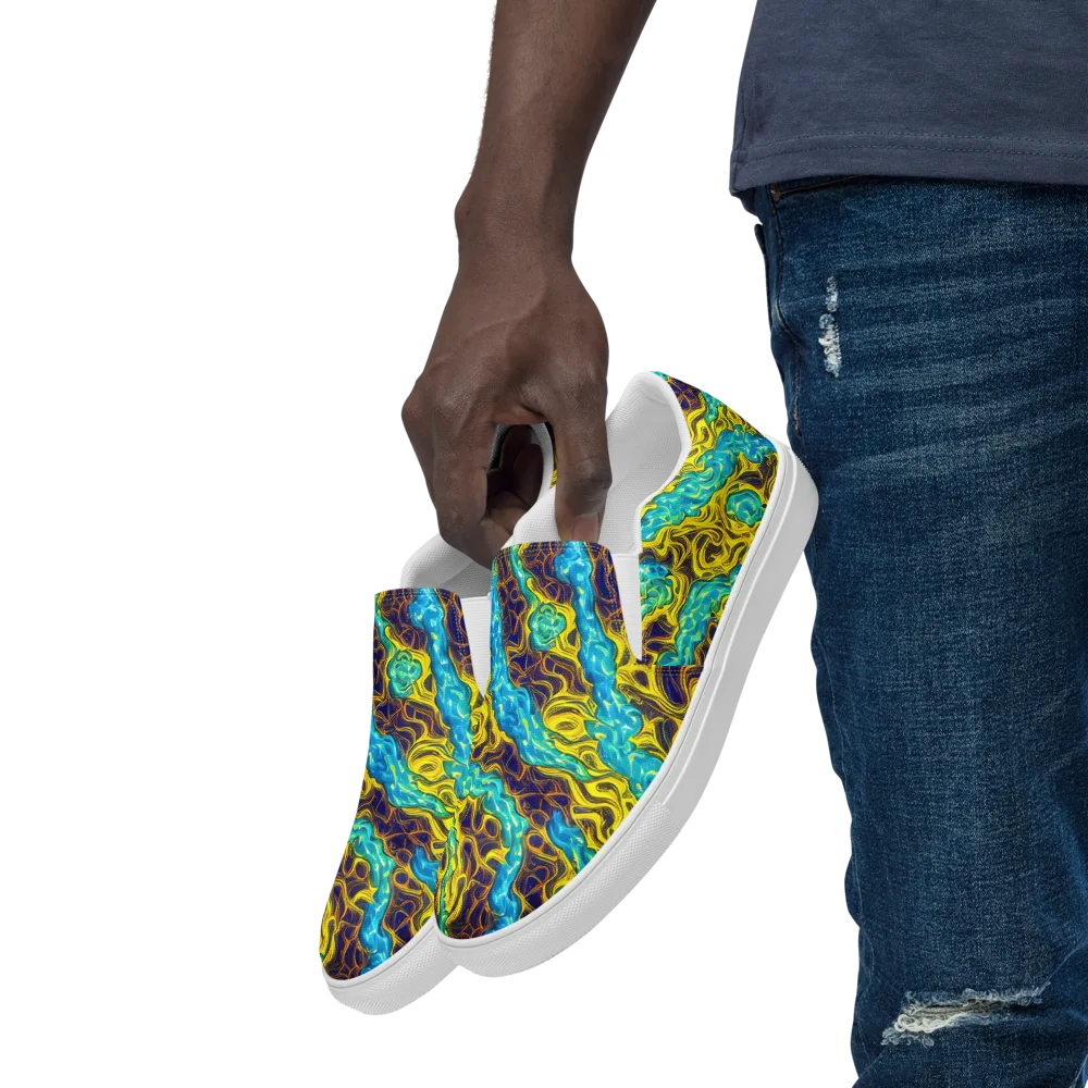 Liquid Gold Rush on Men's Slip-On Canvas Shoes — Left Front