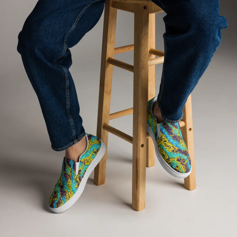 Liquid Gold Rush on Men's Slip-On Canvas Shoes — Front