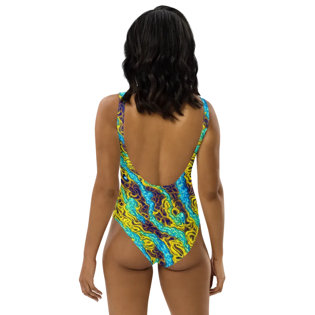 Liquid Gold Rush on One-Piece Swimsuit — Back