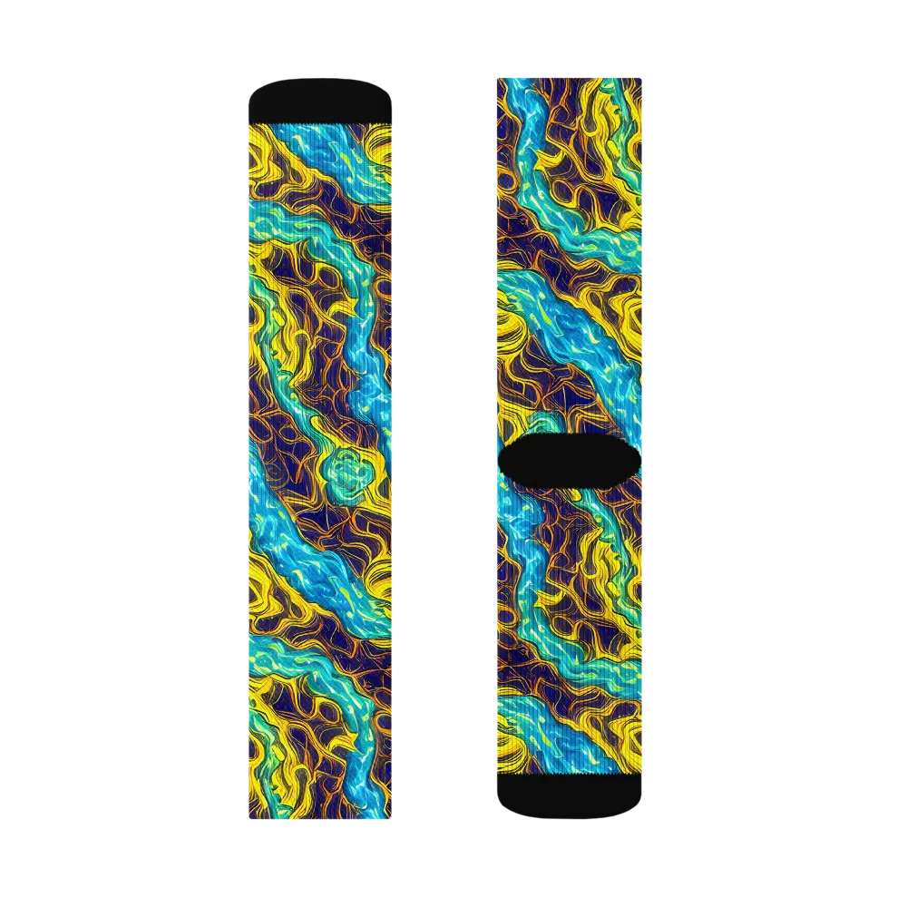 Liquid Gold Rush on Socks — Right Sock