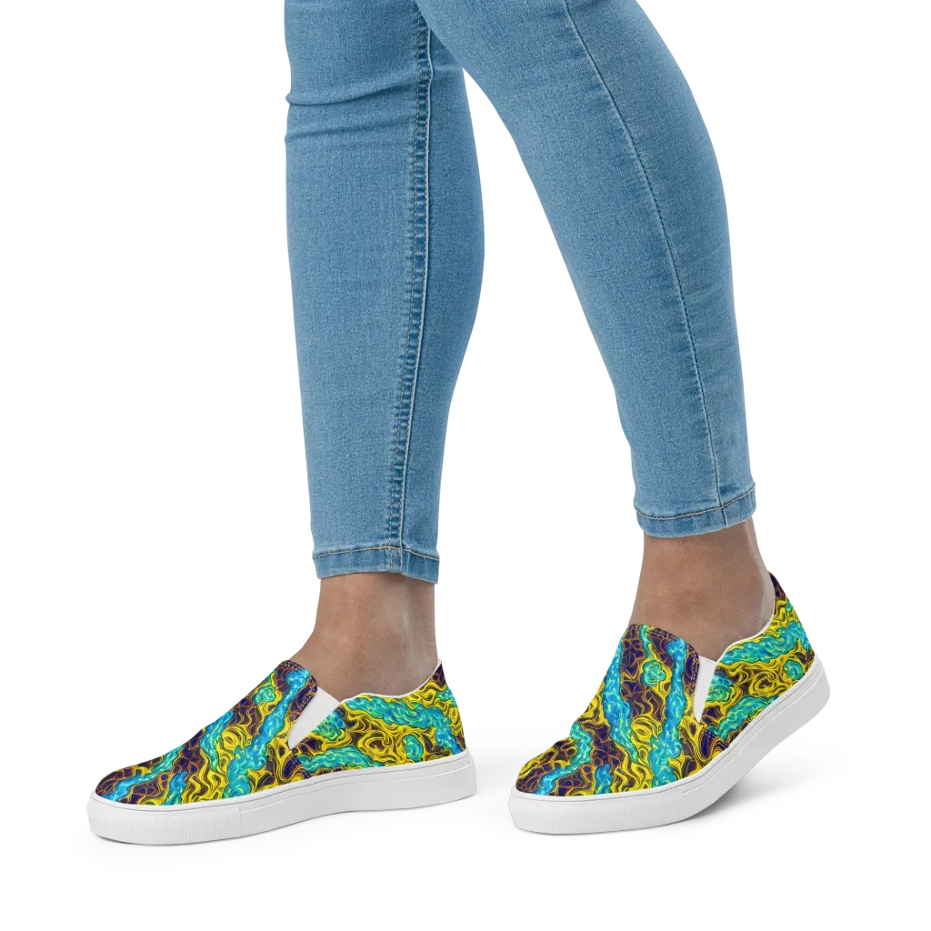 Liquid Gold Rush on Women's Slip-On Canvas Shoes — Front
