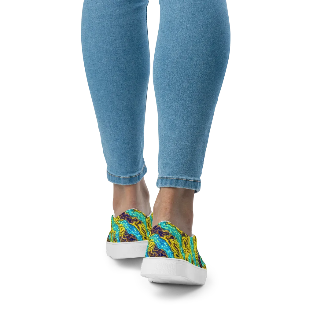 Liquid Gold Rush on Women's Slip-On Canvas Shoes — Back