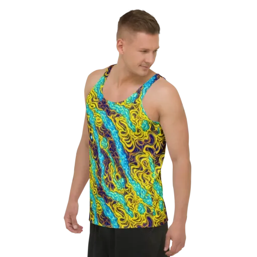 Liquid Gold Rush on a Men's Tank Top