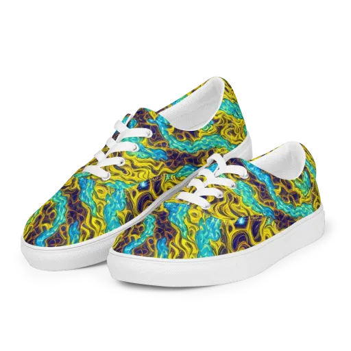 Liquid Gold Rush on a Men's Lace-Up Canvas Shoes