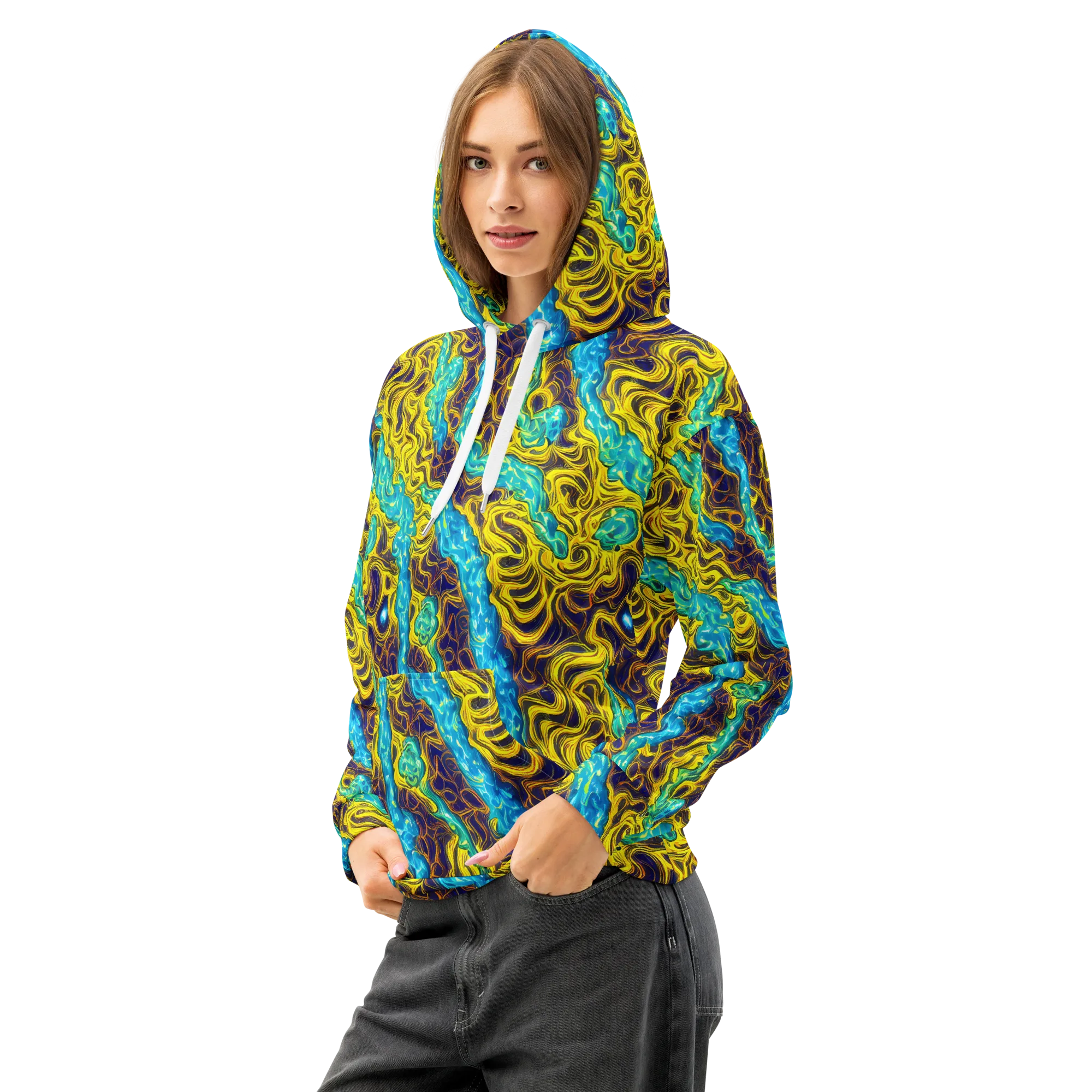 Liquid Gold Rush on Cotton Hoodie — Left Front