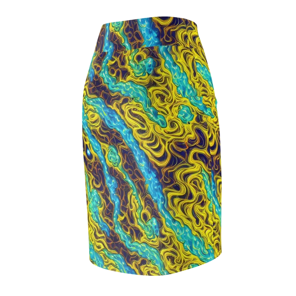 Liquid Gold Rush on Pencil Skirt — Back Side