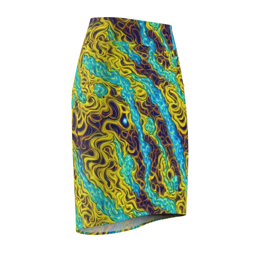 Liquid Gold Rush on Pencil Skirt — Front Side