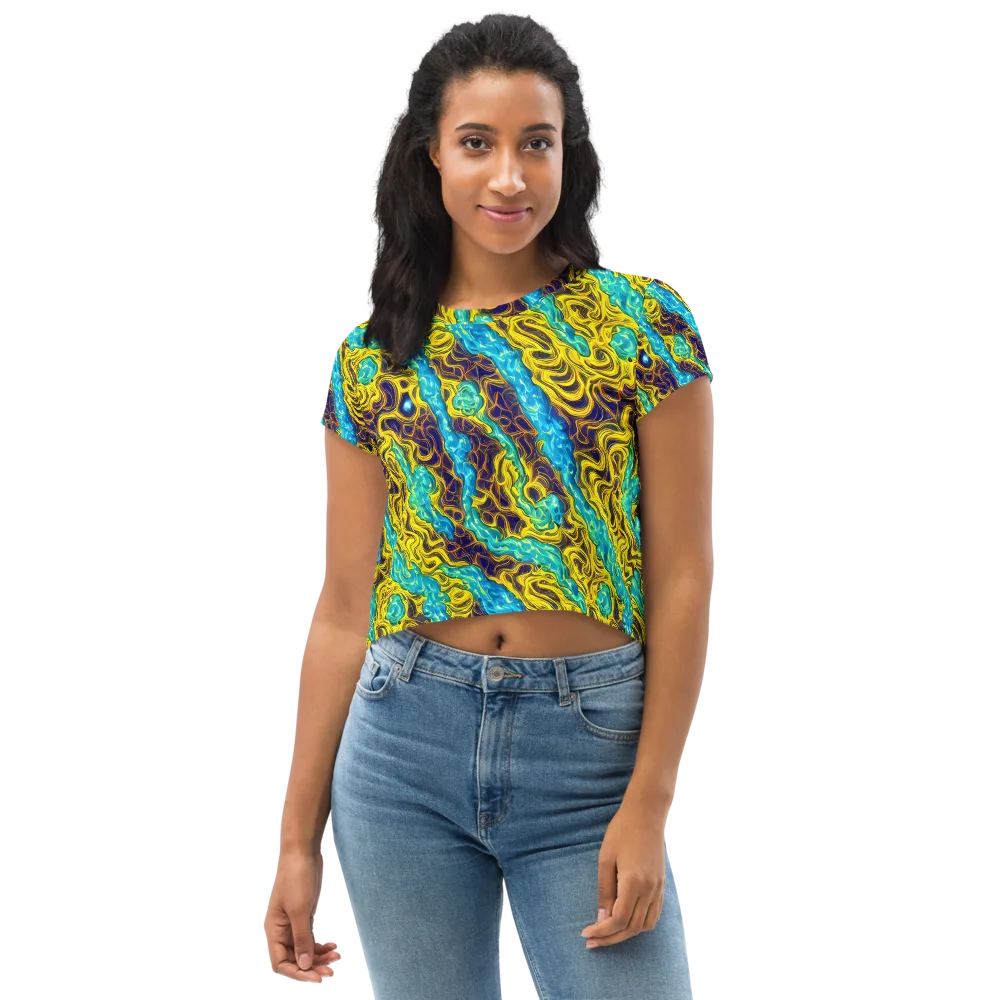 Liquid Gold Rush on Crop Tee — Front