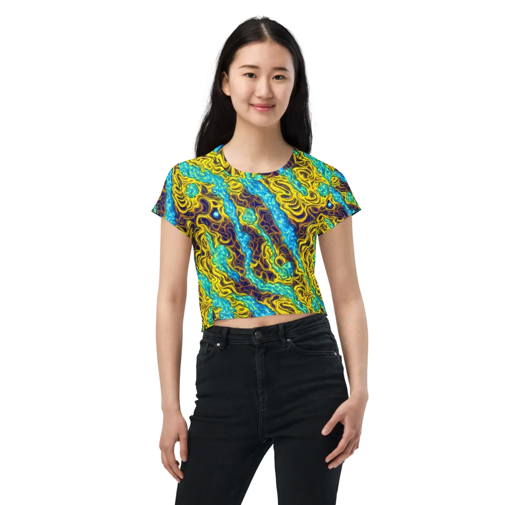 Liquid Gold Rush on Crop Tee — Front