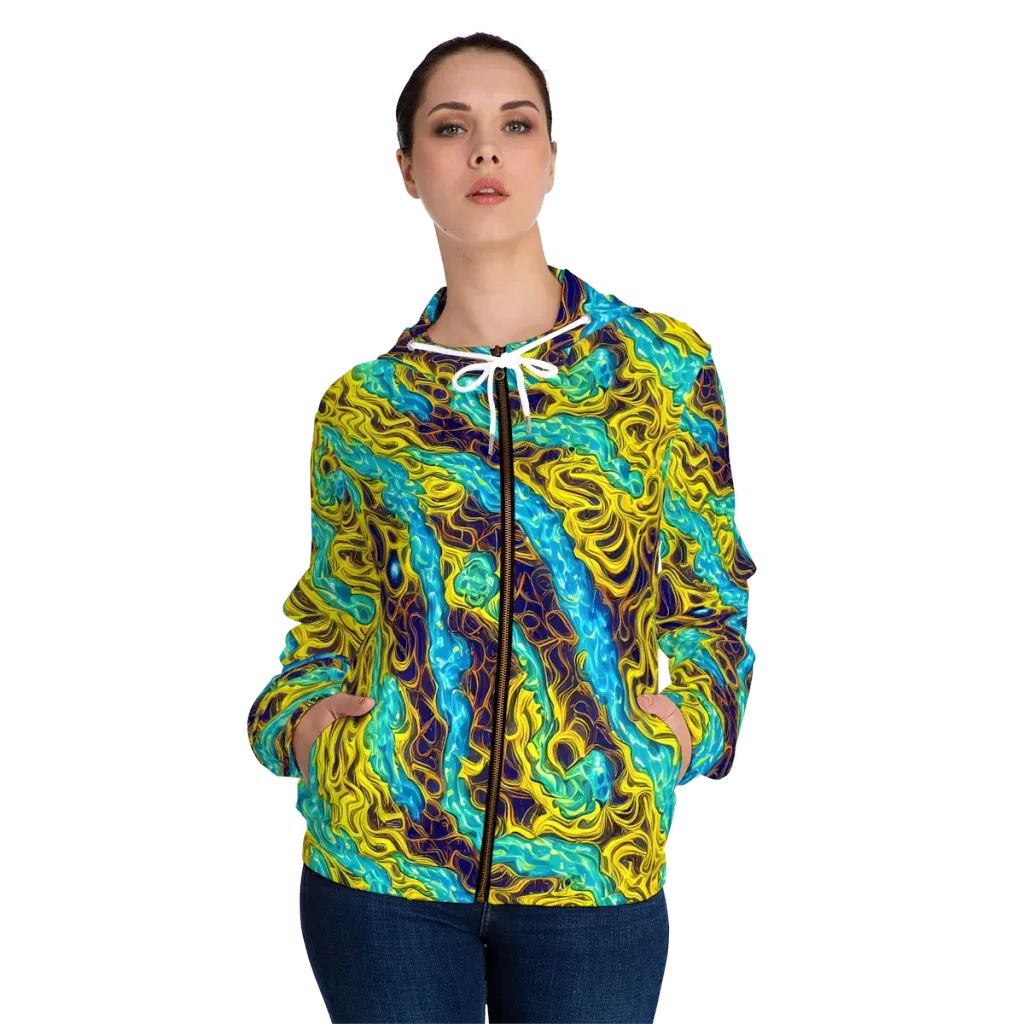 Liquid Gold Rush on Women's Full-Zip Hoodie — Front On Person