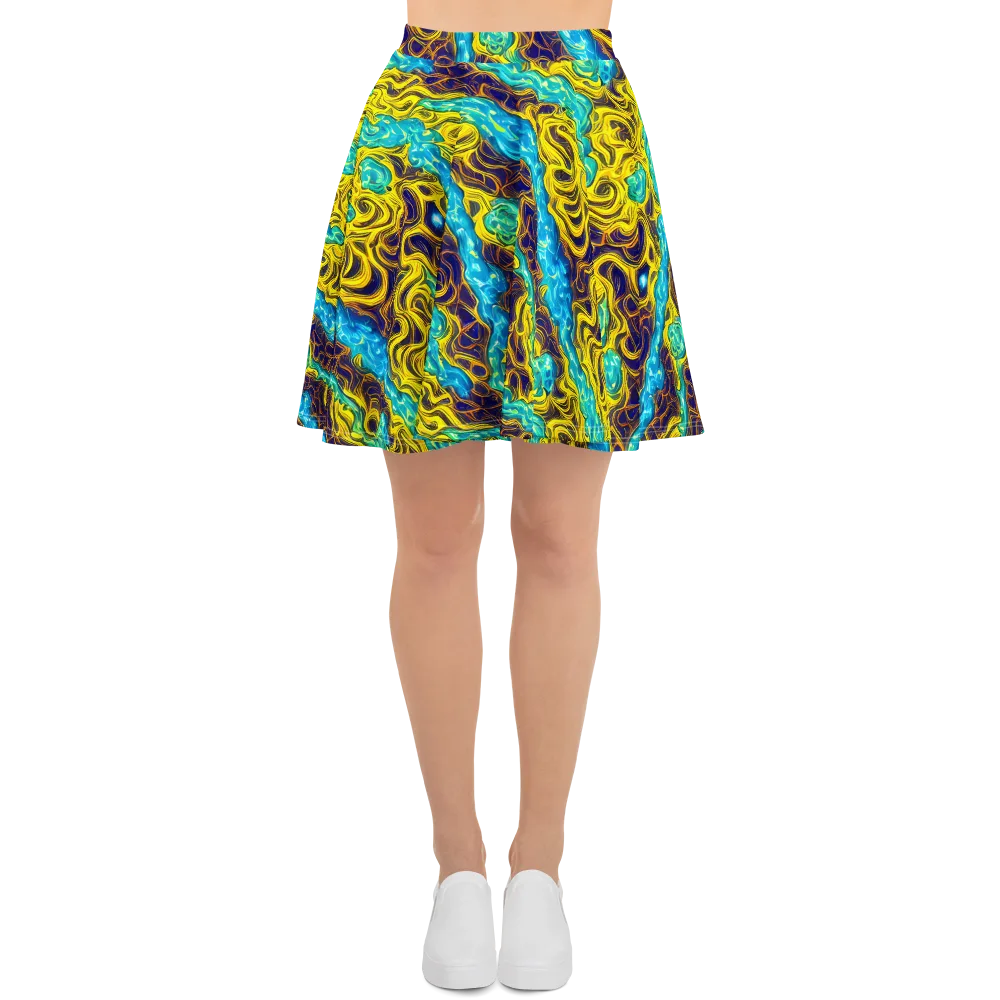 Liquid Gold Rush on Skater Skirt — Front