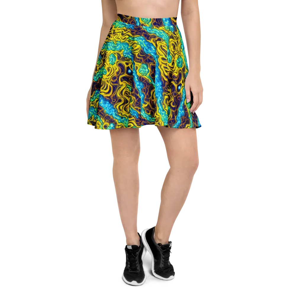Liquid Gold Rush on Skater Skirt — Front
