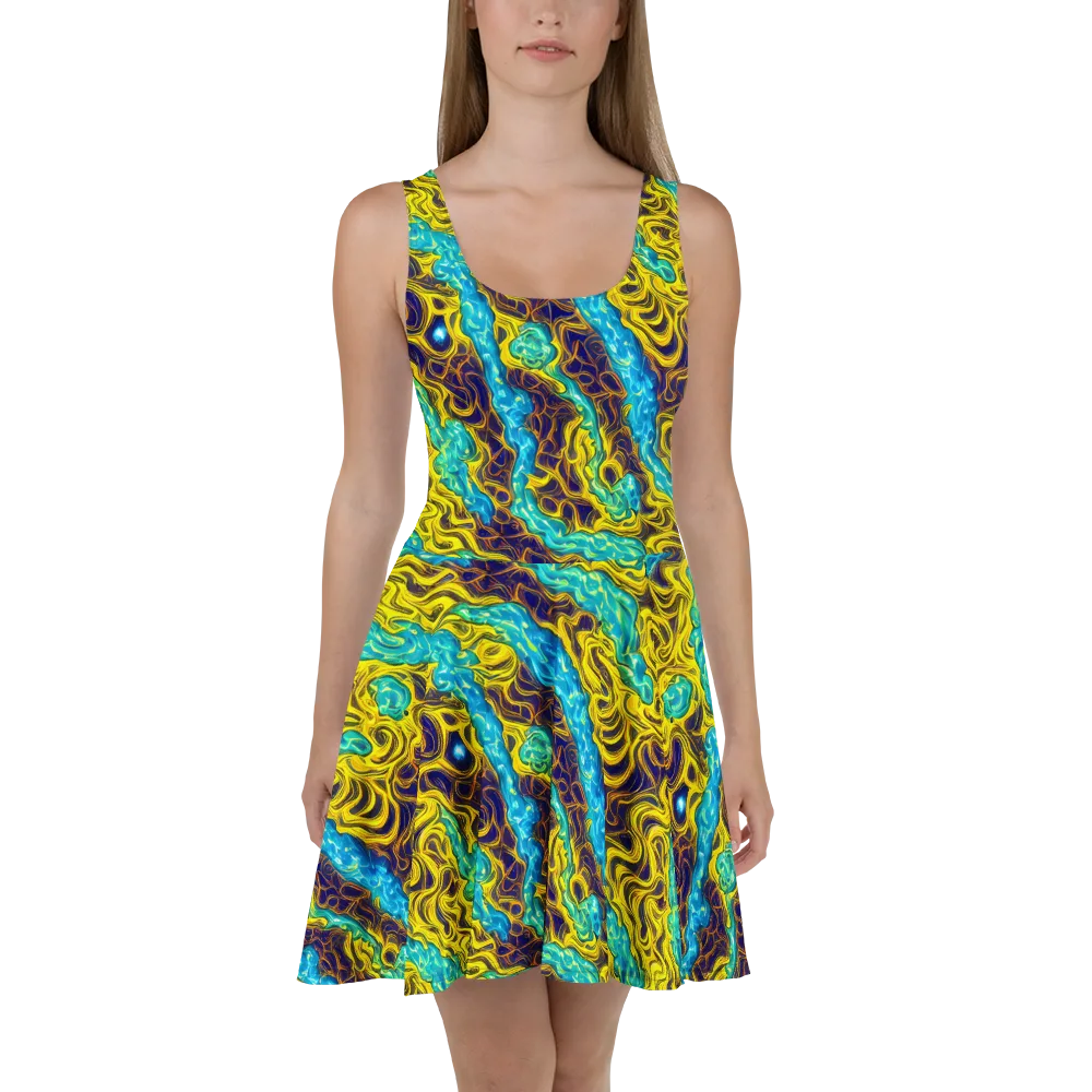 Liquid Gold Rush on Skater Dress — Front