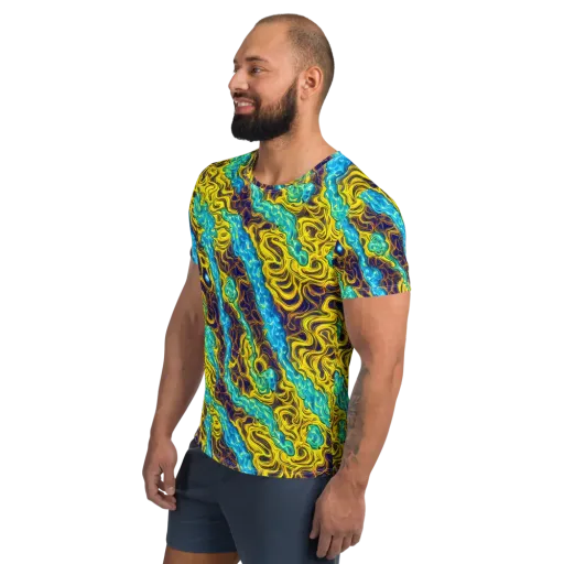 Liquid Gold Rush on a Men's Athletic T-Shirt