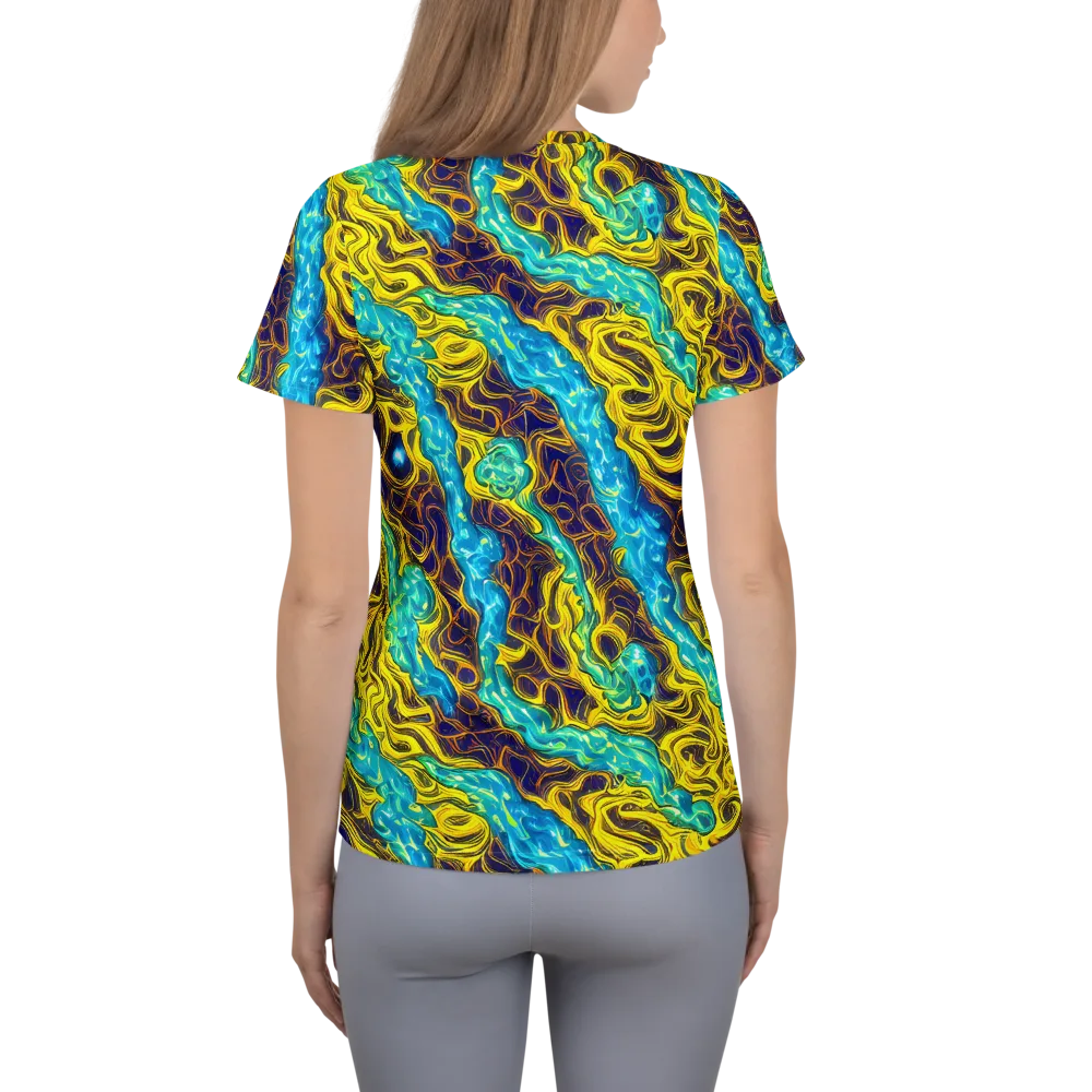 Liquid Gold Rush on Women's Athletic T-Shirt — Back