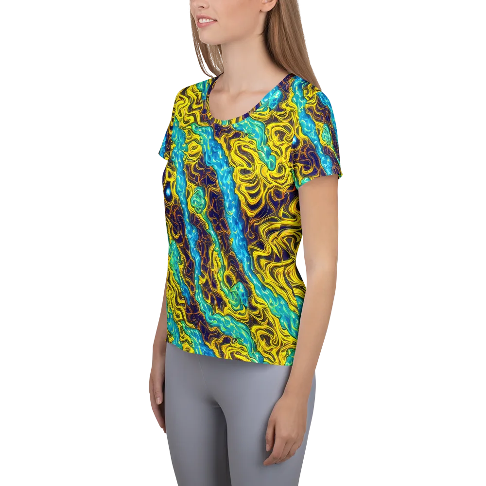 Liquid Gold Rush on Women's Athletic T-Shirt — Left
