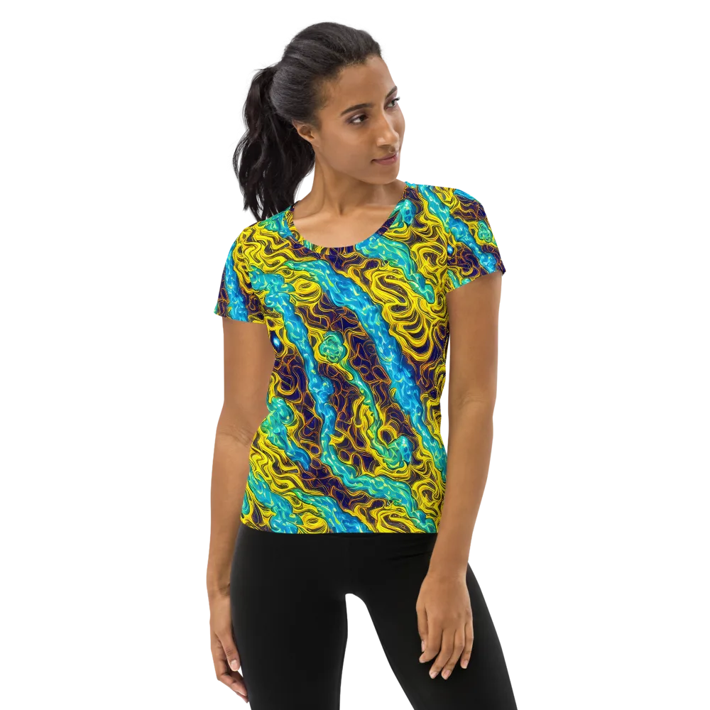 Liquid Gold Rush on Women's Athletic T-Shirt — Front