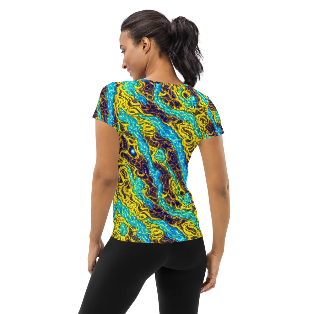 Liquid Gold Rush on Women's Athletic T-Shirt — Back
