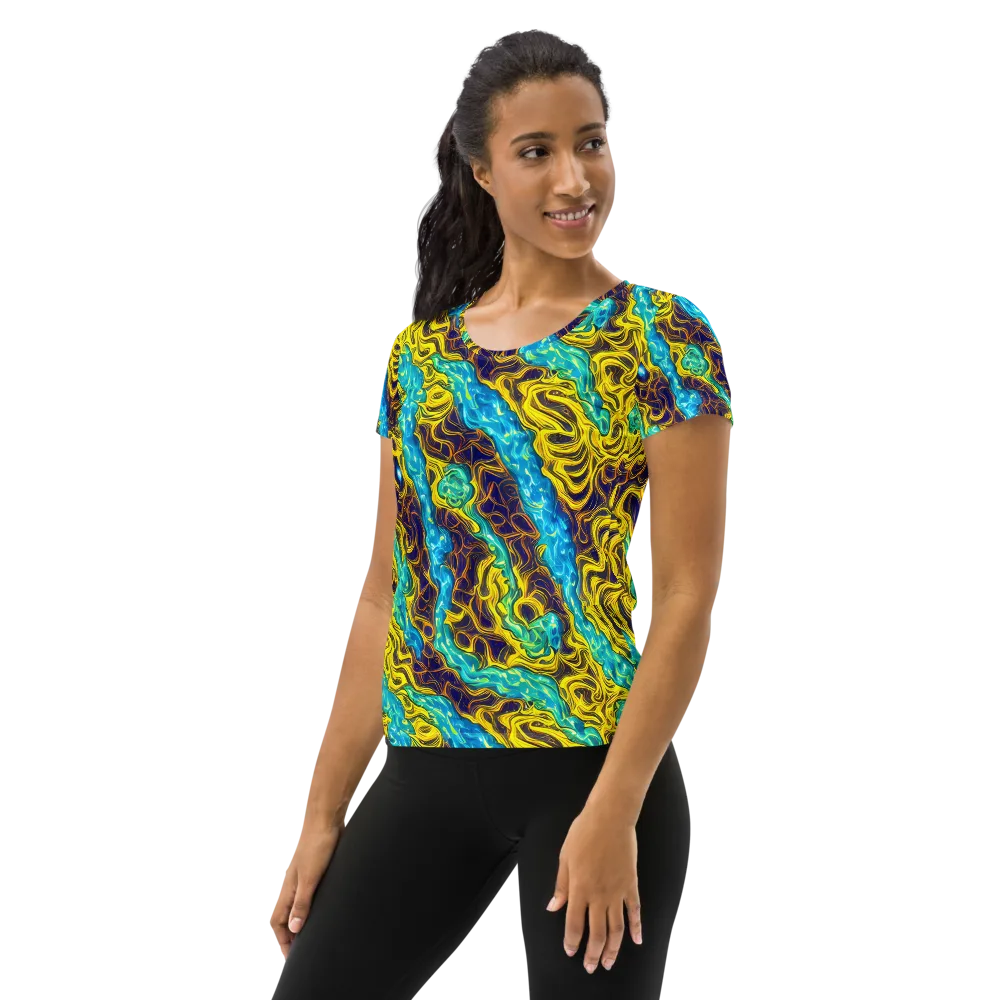 Liquid Gold Rush on Women's Athletic T-Shirt — Left