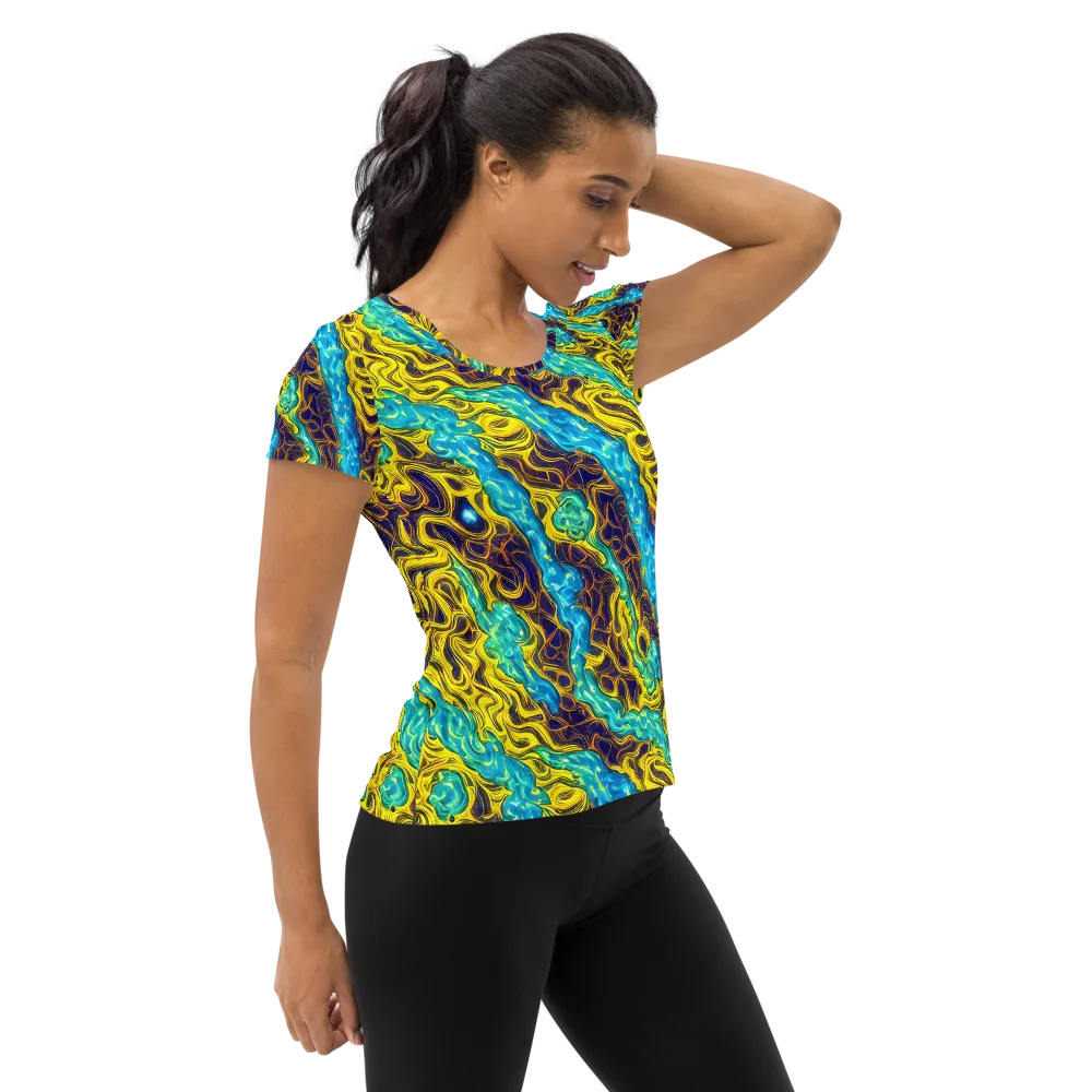 Liquid Gold Rush on Women's Athletic T-Shirt — Right