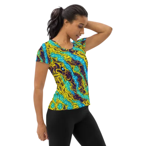 Liquid Gold Rush on a Women's Athletic T-Shirt
